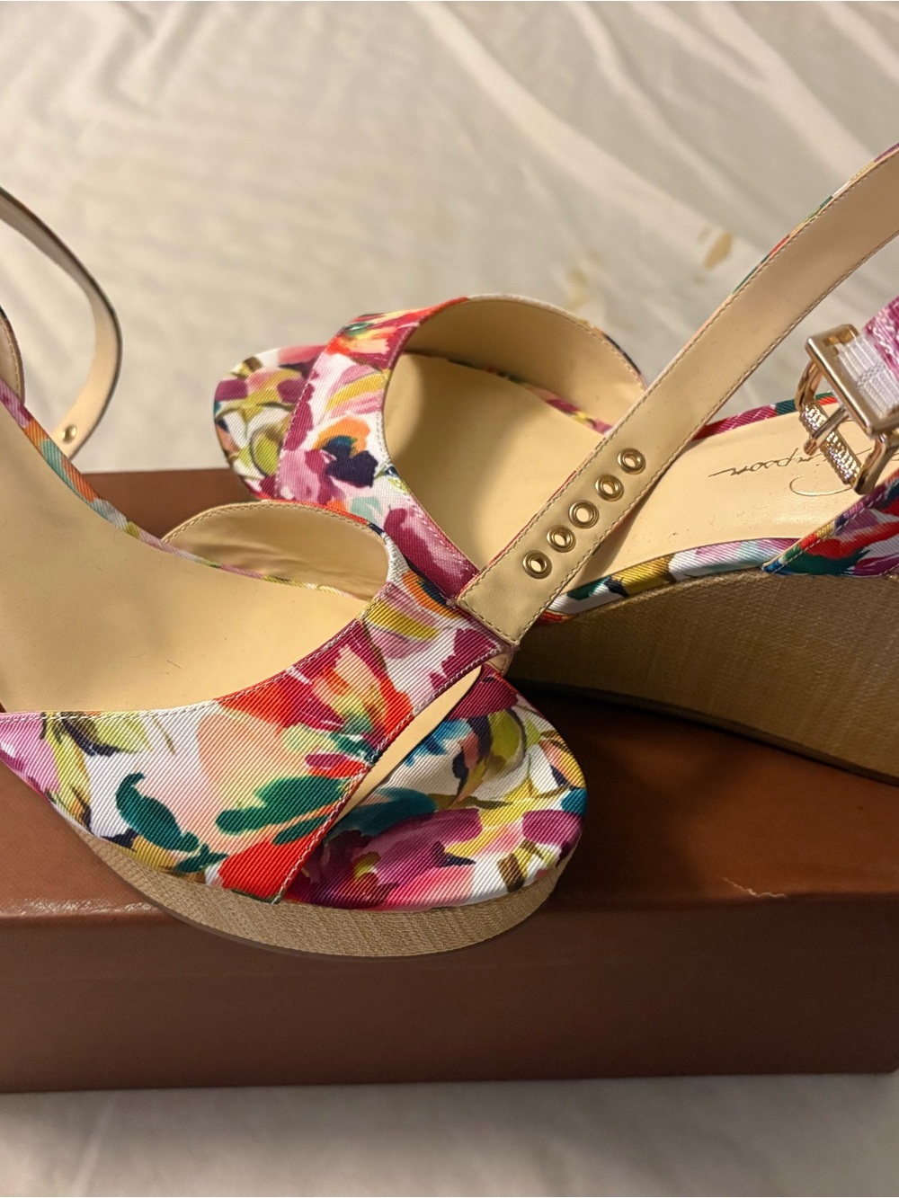 Jessica Simpson Pink Floral Platform Wedges